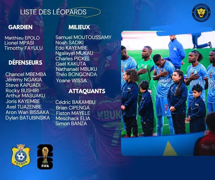 Football/RDC : SÉBASTIEN DESABRE DÉVOILE LA LISTE DES LÉOPARDS POUR LA PHASE FINALE DE LA COUPE DU MONDE 2026 !
